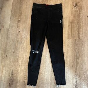 SPANX Black Skinny Distressed Ankle Jeans